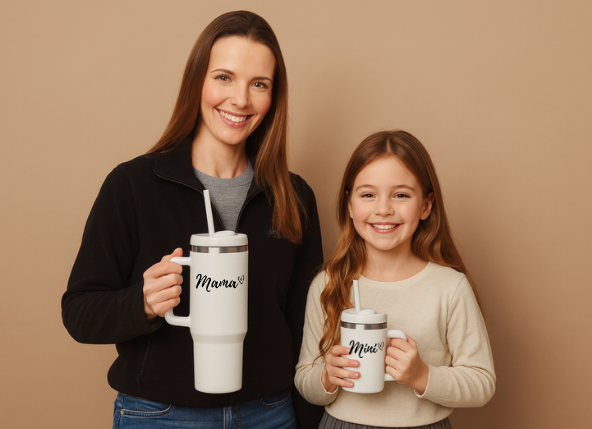 Mama & Mini Matching Tumbler Set – 40oz & 14oz Insulated Cups